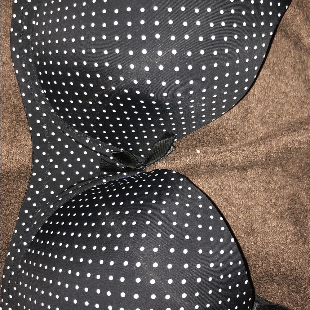 Black polka dot lined underwire bra 40DD